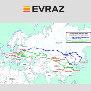 Evraz logo and Train Map